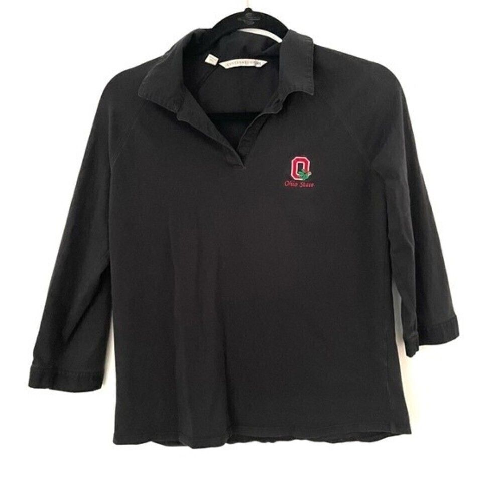 CUTTER&BUCK polo womens Ohio state collard 3/4 sleeve black golf polo medium